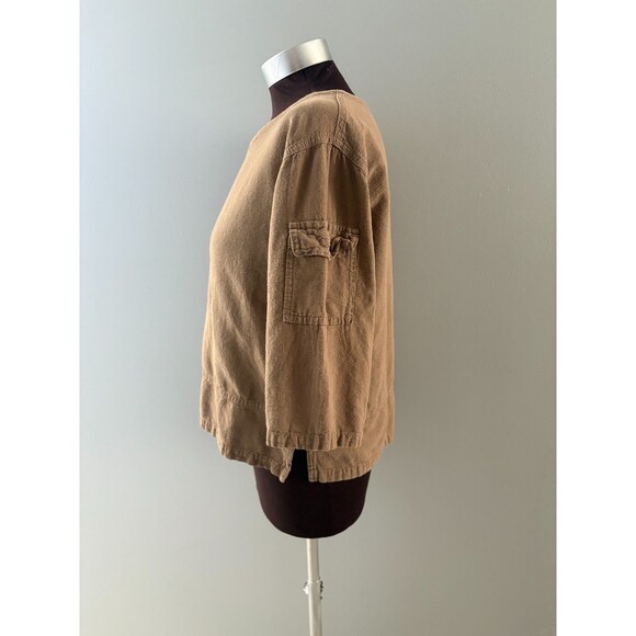 Sea Breeze California Top Women S Brown Cotton Gauze Boho Artsy Boxy Relaxed Pkt - Picture 3 of 15